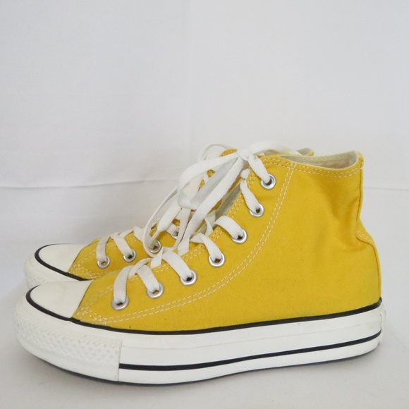Converse Other - Converse All Star Hi Top 4 Yellow Canvas Sneakers